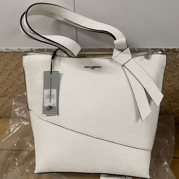 KARL LAGERFELD PARIS NWT Chantelle Floral Lace Tote -Winter White Purse, MP $168 - Picture 10 of 12